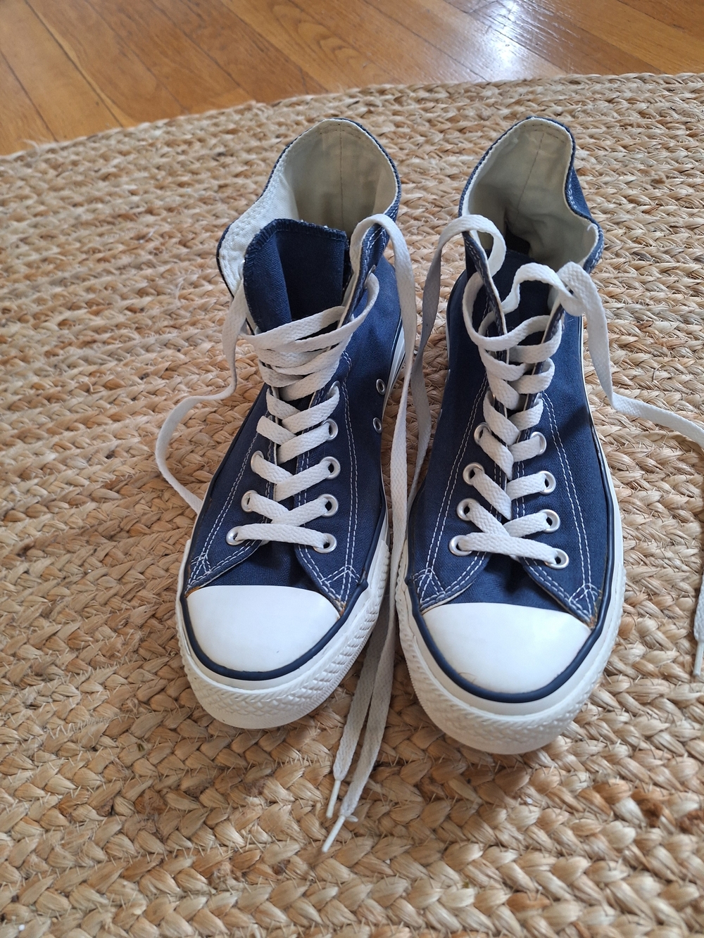 Men's Navy and White High-Top Canvas Sneakers